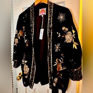 NWT 1X Johnny Was silk velvet kimono jacket